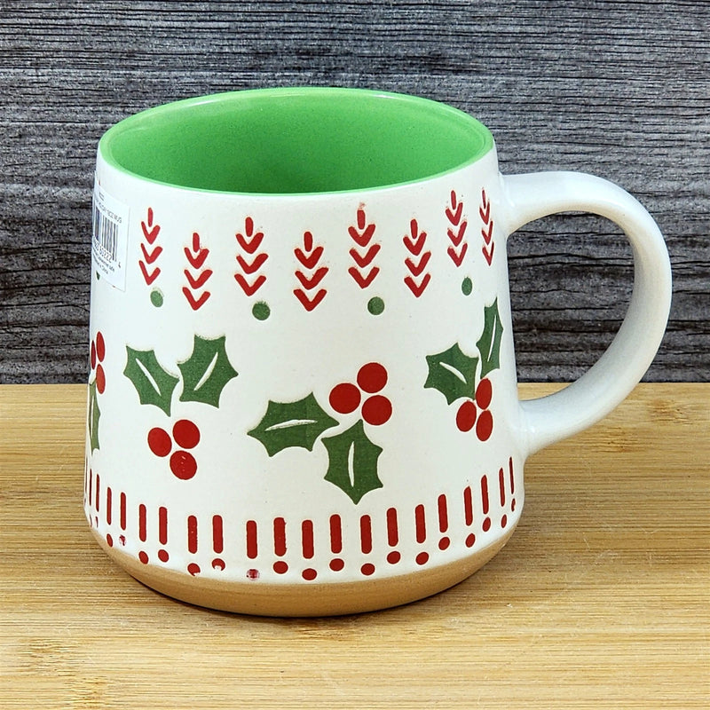 Load image into Gallery viewer, Holly Berry Christmas Coffee Mug Ceramic Holiday Cup Red Green Blue Sky 18oz
