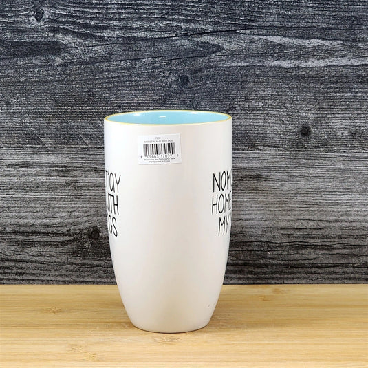 Namast'ay Home With My Dogs Coffee Mug Embossed White Ceramic Tea Cup Blue Sky