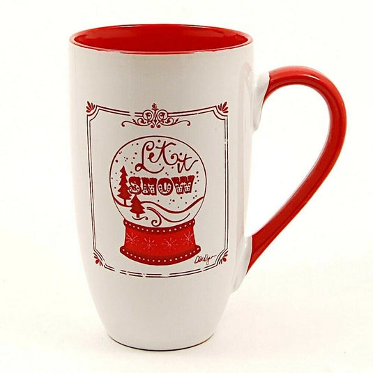 Coffee Mug Let It Snow Holiday Red White Cup by Blue Sky Clayworks 18oz 532ml