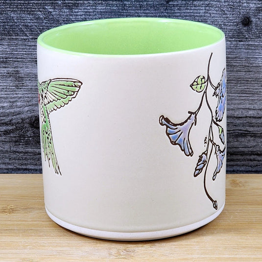 Hummingbird Planter Ceramic Utensil Organizer Herb Succulent Pot Blue Sky 5in
