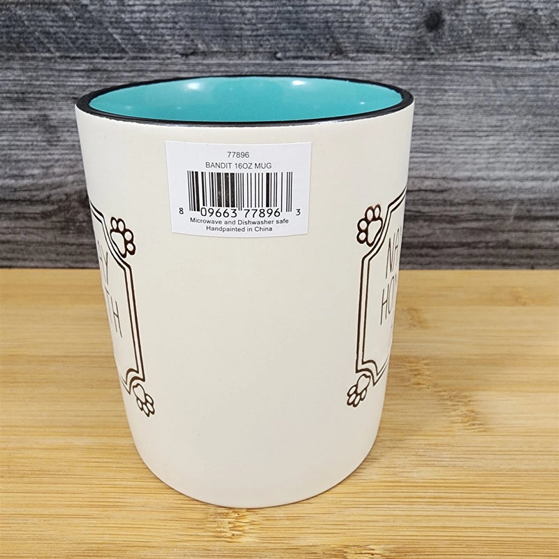 Load image into Gallery viewer, Namast'ay Home With A Dog Coffee Mug Embossed Ceramic White Tea Cup by Blue Sky
