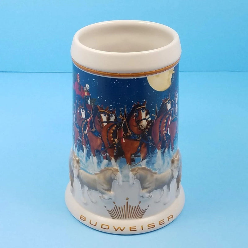 Load image into Gallery viewer, 2005 Budweiser Stein Holiday Clydesdale Horse Christmas Ceramic Mug CS628
