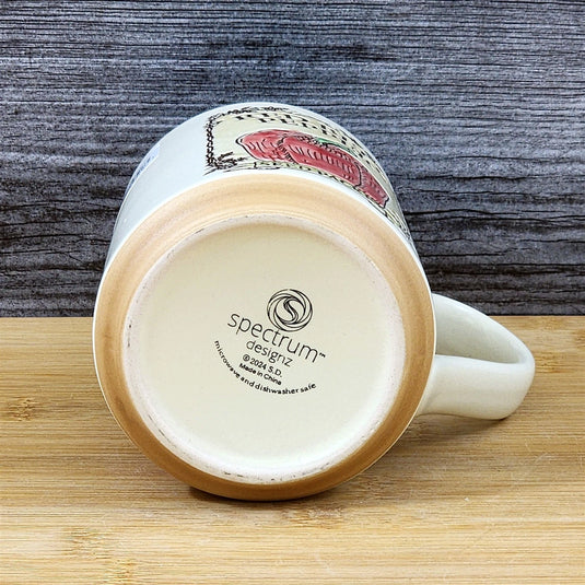 Red Bell Pepper Coffee Mug Ceramic Tea Cup Embossed Garden Blue Sky 17oz