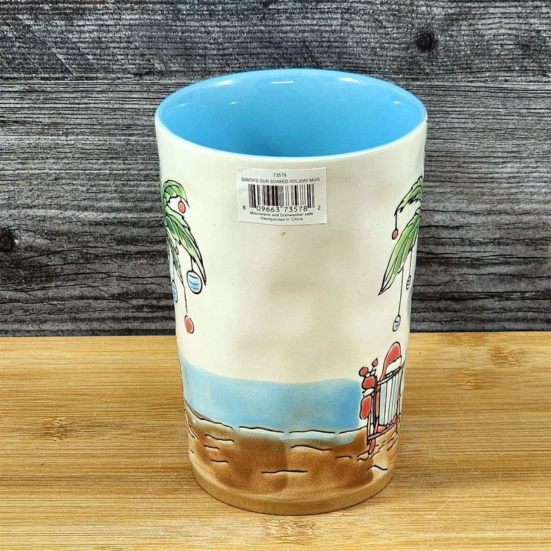 Load image into Gallery viewer, Holiday Palm Tree Coffee Mug Ceramic Beach Tropical Christmas Cup Blue Sky 18oz
