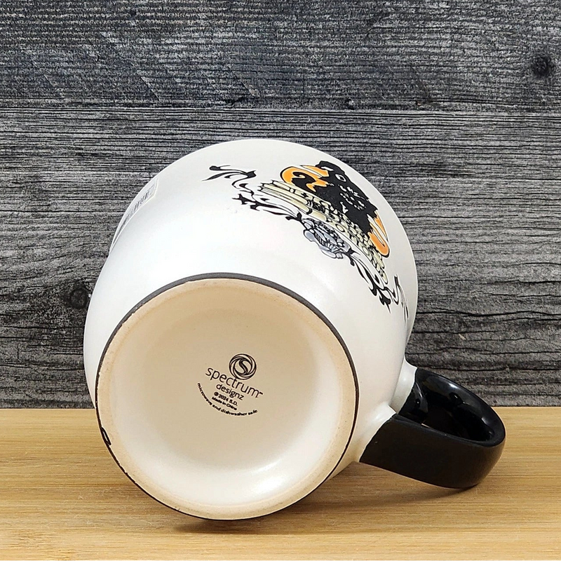 Load image into Gallery viewer, Halloween Mug Ceramic Black Cat Coffee Tea Cup Blue Sky 17oz
