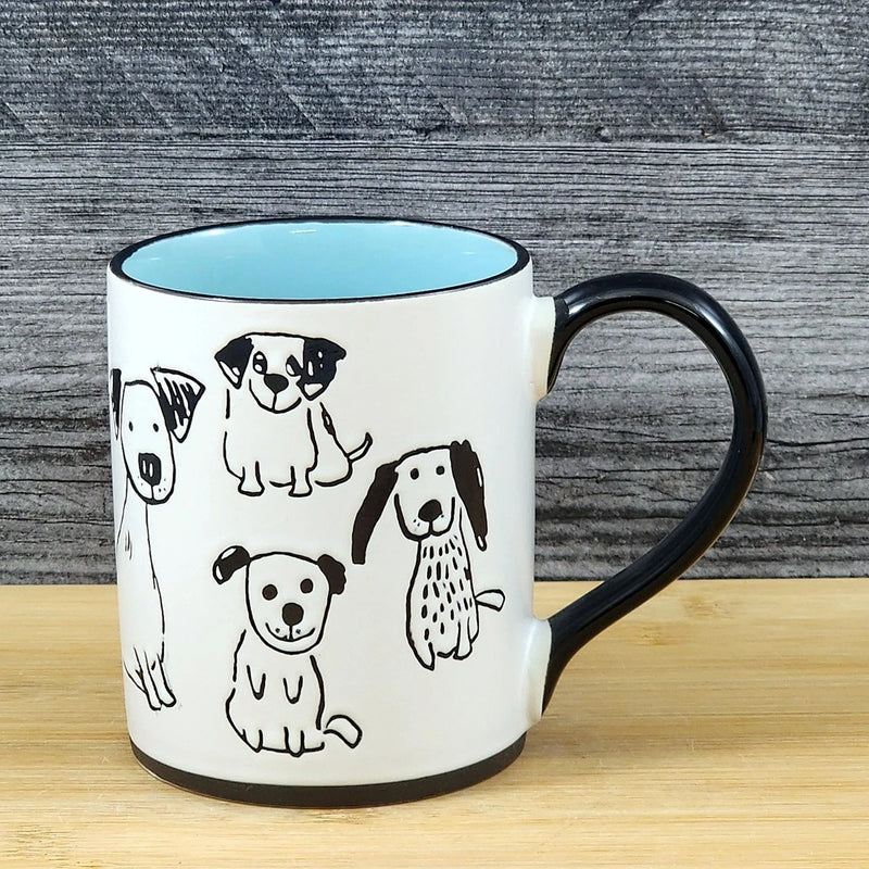 Load image into Gallery viewer, Dog Lover Coffee Mug Whimsical Ceramic Tea Cup by Blue Sky Embossed 16oz
