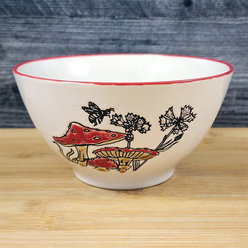 Load image into Gallery viewer, Mushroom Bowl Server Soup Cereal 6 inch (15cm) Floral Ceramic Dish by Blue Sky
