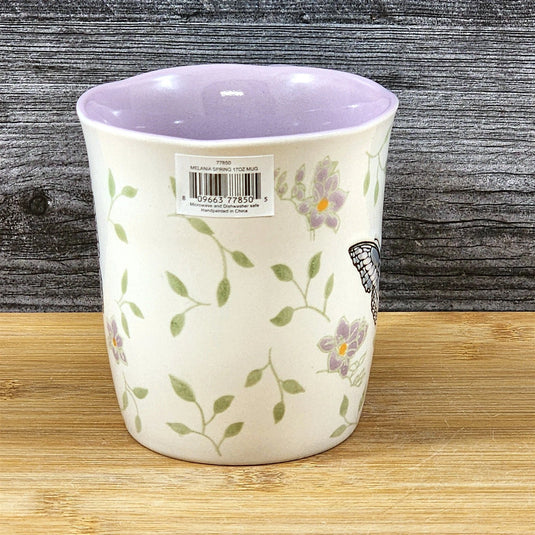 Monarch Butterfly Floral Coffee Mug Purple inside Ceramic Tea Cup Blue Sky 17oz