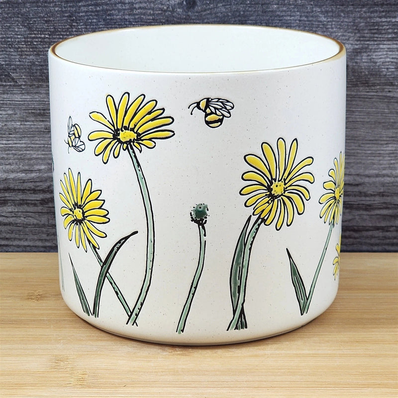 Load image into Gallery viewer, Daisy Bee Field Planter Utensil Organizer Succulent Plant Ceramic Blue Sky 6.5in
