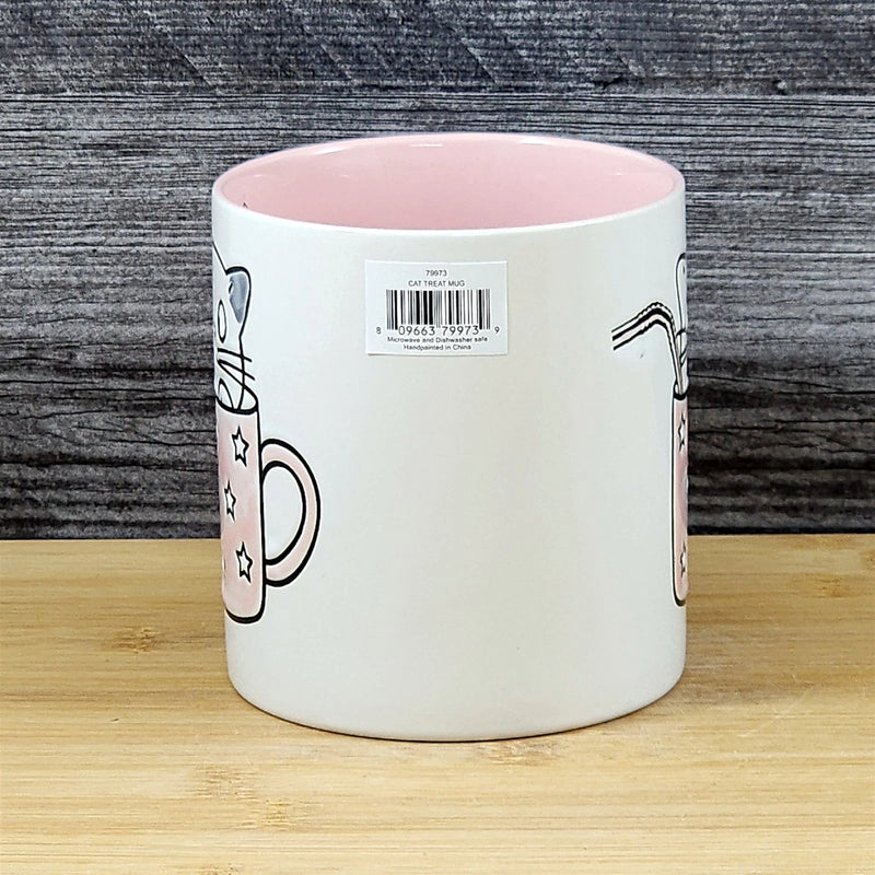 Load image into Gallery viewer, Cat Lover Coffee Mug Embossed Ceramic Tea Cup Large 21oz by Blue Sky Pink Inside
