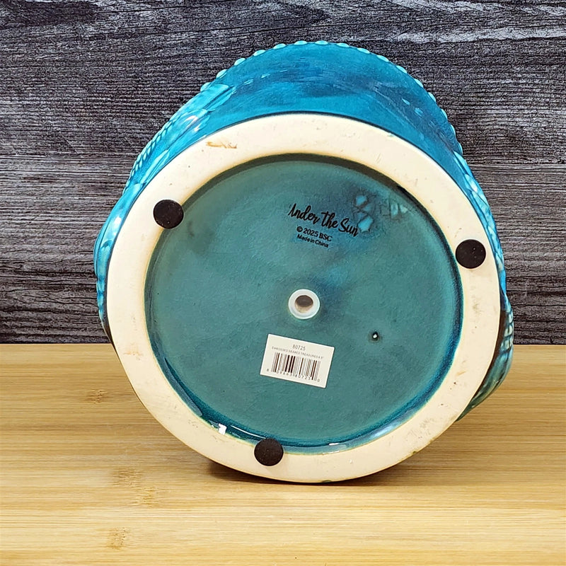 Load image into Gallery viewer, Star Fish Shells Planter Ceramic Utensil Organizer Herb Succulent Blue Sky 6.5in
