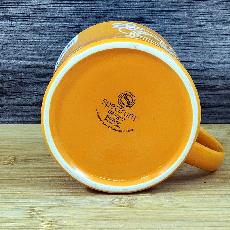 Load image into Gallery viewer, Skeleton Hands Heart Coffee Mug Halloween Orange Ceramic Cup by Blue Sky 18oz
