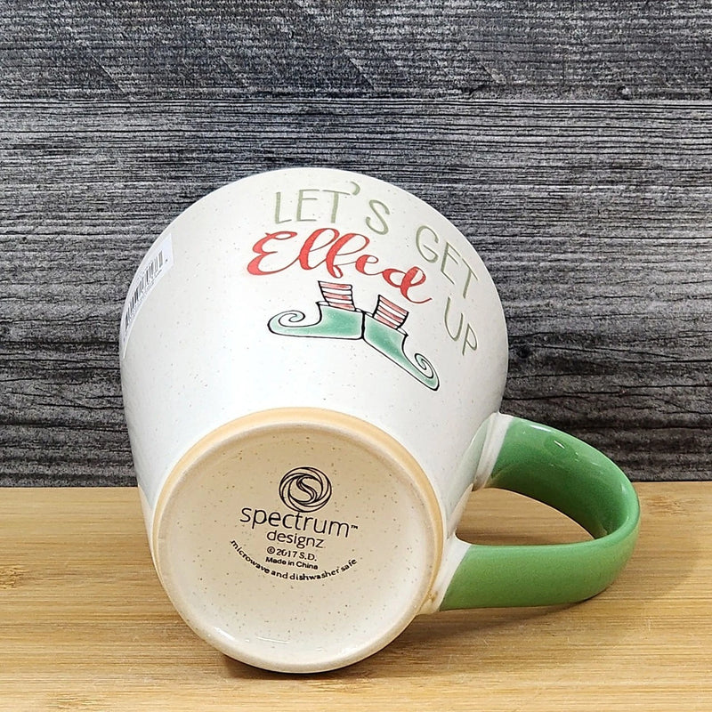 Load image into Gallery viewer, Elf Saying Holiday Coffee Mug Ceramic Green Christmas Embossed Cup Blue Sky 18oz
