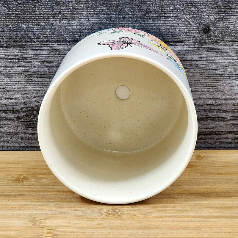 Load image into Gallery viewer, Butterfly Wildflower Planter Utensil Organizer Plant Ceramic Crock Blue Sky 5in
