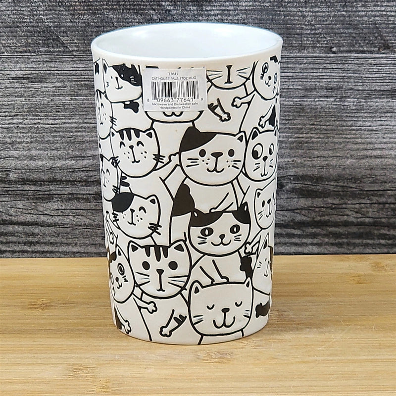 Load image into Gallery viewer, Coffee Mug Cat Lover Whimsical Tall Embossed Ceramic Tea Cup Blue Sky 17oz
