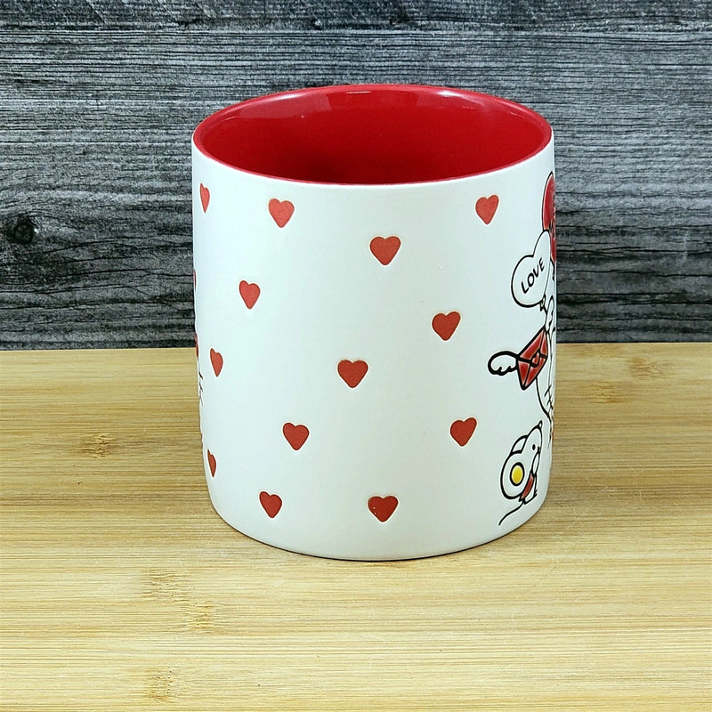 Load image into Gallery viewer, Hello Kitty and Friends Love Coffee Mug Embossed Blue Sky Ceramic Red Heart Cup
