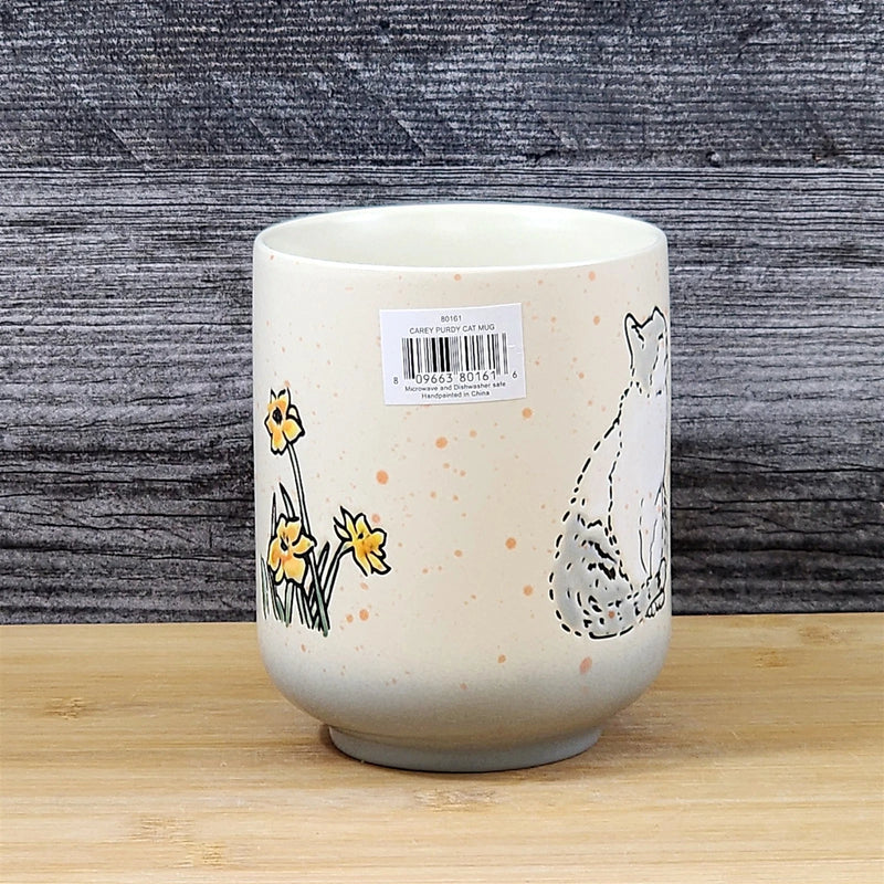 Load image into Gallery viewer, Cat Lover Coffee Mug Whimsical Floral Embossed Ceramic Tea Cup Blue Sky 17oz
