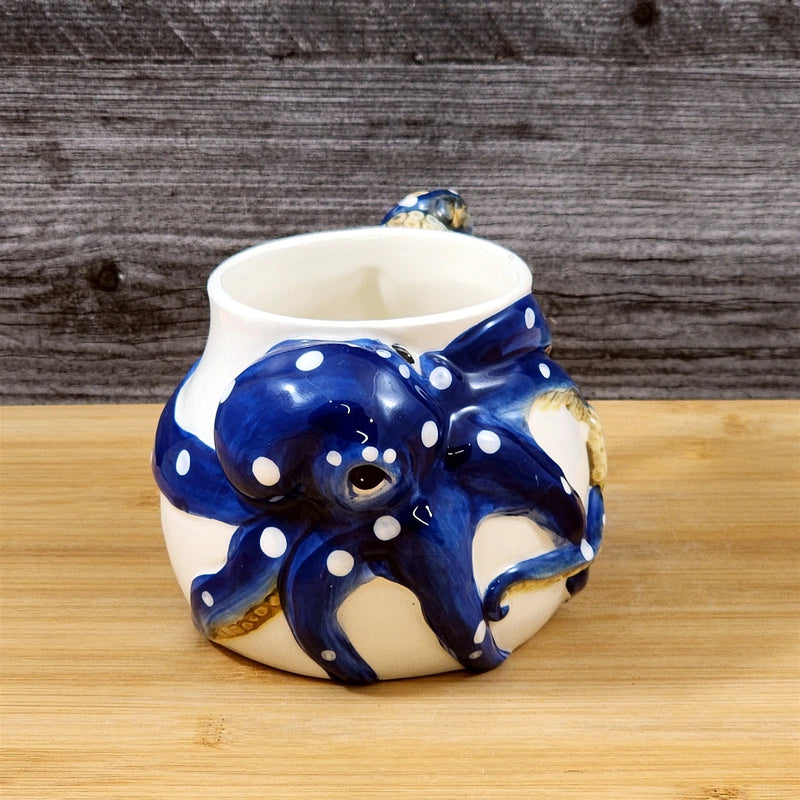Load image into Gallery viewer, Blue Octopus Coffee Mug 3D Ceramic Embossed Tea Cup by Blue Sky Goldminc
