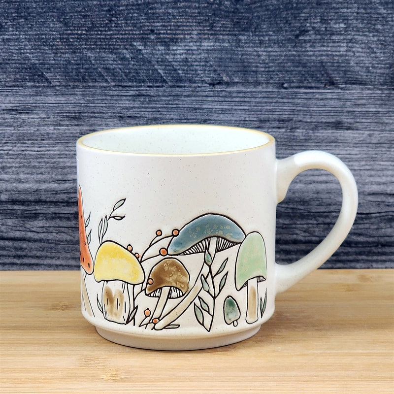 Load image into Gallery viewer, Mushroom Morel Valley Coffee Mug Red Yellow Ceramic Botanical 18oz Cup Blue Sky
