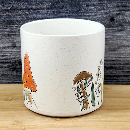 Mushroom Flower Planter Pot Utensil Holder Toadstool Ceramic 5in Blue Sky