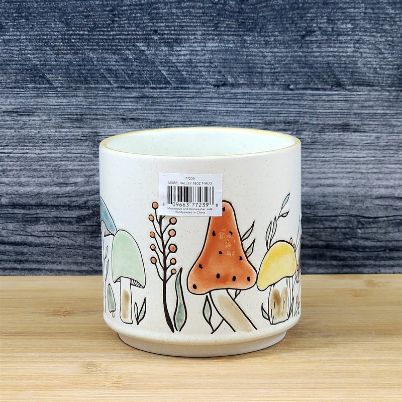 Load image into Gallery viewer, Mushroom Morel Valley Coffee Mug Red Yellow Ceramic Botanical 18oz Cup Blue Sky

