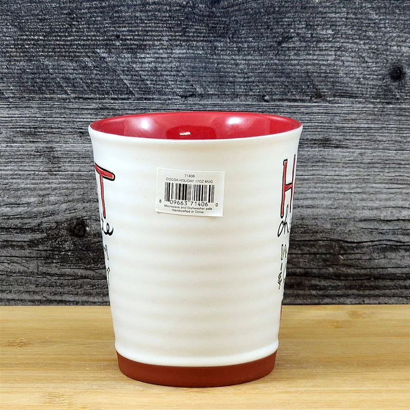 Load image into Gallery viewer, Hot Chocolate Coffee Mug Red White Embossed Christmas Tea Cup Blue Sky 17oz
