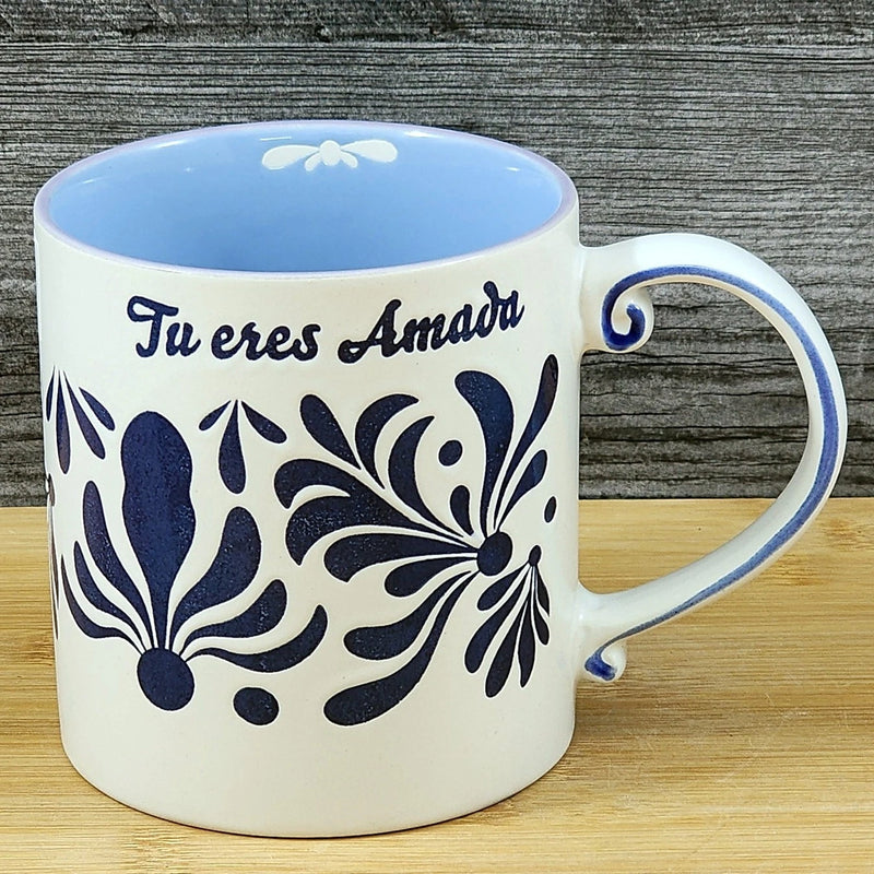 Load image into Gallery viewer, You are Loved Spanish Coffee Mug Cup Ceramic Embossed Blue 21oz by Blue Sky
