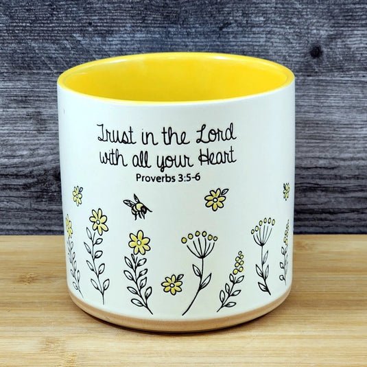Religious Saying Wildflower Planter Utensil Holder Plant Ceramic Blue Sky 5in