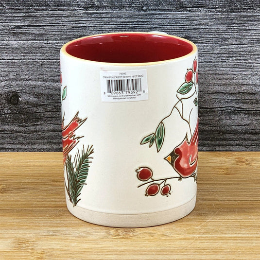 Cardinal Winter Berry Coffee Mug Ceramic Holiday Christmas Red Cup Blue Sky 16oz