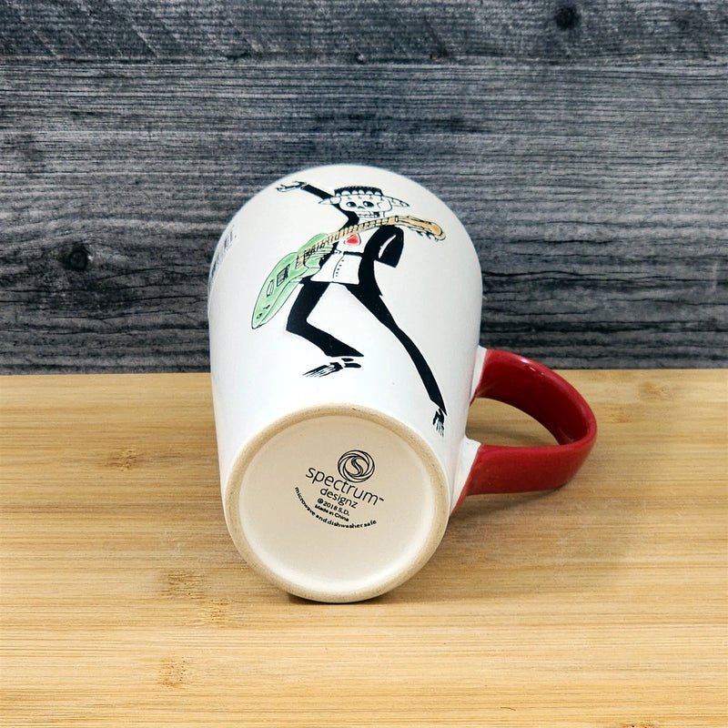 Load image into Gallery viewer, Coffee Mug Day of the Dead Skeleton Guitar Tea Cup Red Ceramic Blue Sky 17oz
