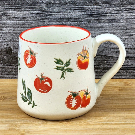 Tomato Garden Coffee Mug Ceramic Farm Tea Cup Embossed Blue Sky 18oz
