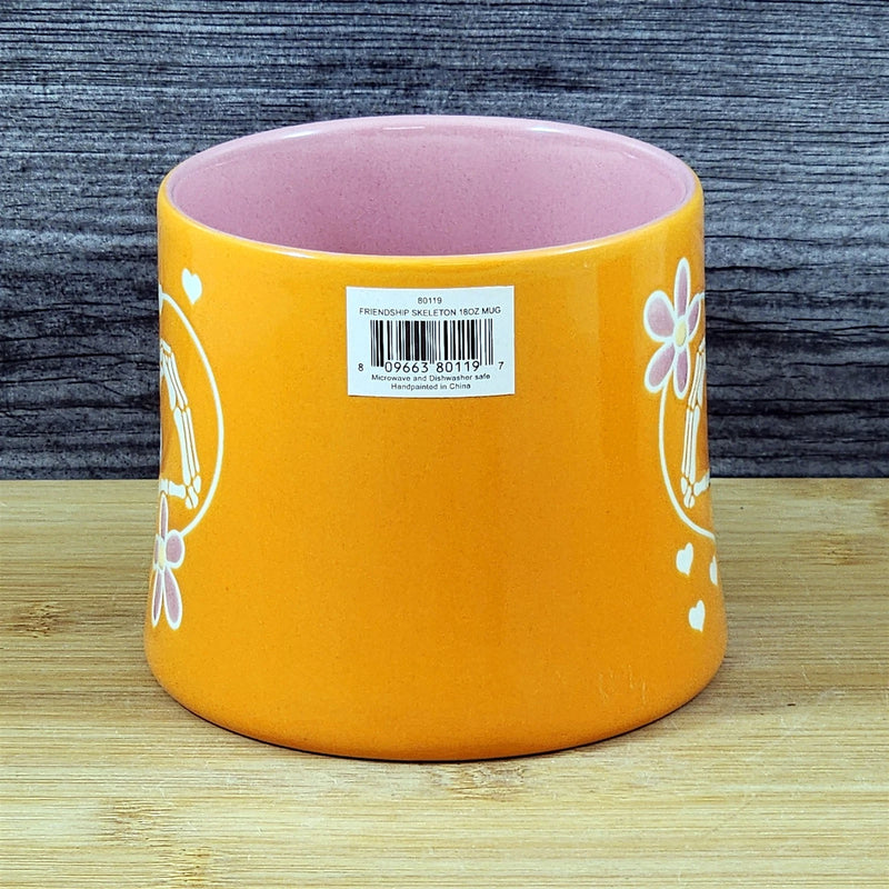 Load image into Gallery viewer, Skeleton Hands Heart Coffee Mug Halloween Orange Ceramic Cup by Blue Sky 18oz
