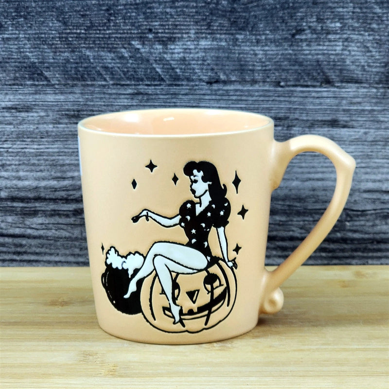 Load image into Gallery viewer, Halloween Whimsical Witch Coffee Tea Mug Pumpkin Ceramic Cup by Blue Sky 18oz
