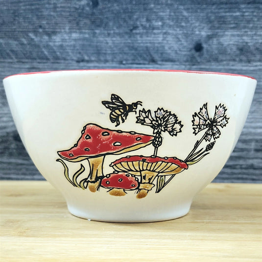 Mushroom Bowl Server Soup Cereal 6 inch (15cm) Floral Ceramic Dish by Blue Sky