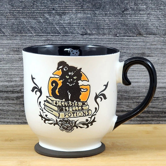 Halloween Mug Ceramic Black Cat Coffee Tea Cup Blue Sky 17oz