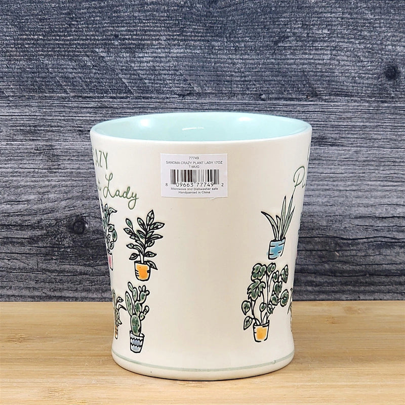 Load image into Gallery viewer, Floral Crazy Plant Lady Coffee Mug Embossed Tea Cup Ceramic Blue Sky 17oz
