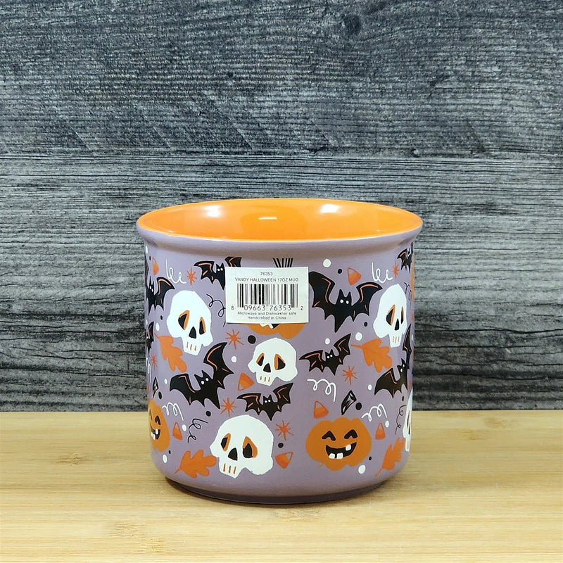 Load image into Gallery viewer, Halloween Skulls Bats Pumpkins Mug Ceramic Coffee Tea Cup Orange Blue Sky 17oz
