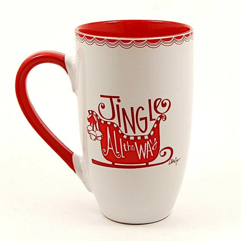 Load image into Gallery viewer, Coffee Mug Jingle All the Way Holiday White Cup by Blue Sky Clayworks 18oz 532ml
