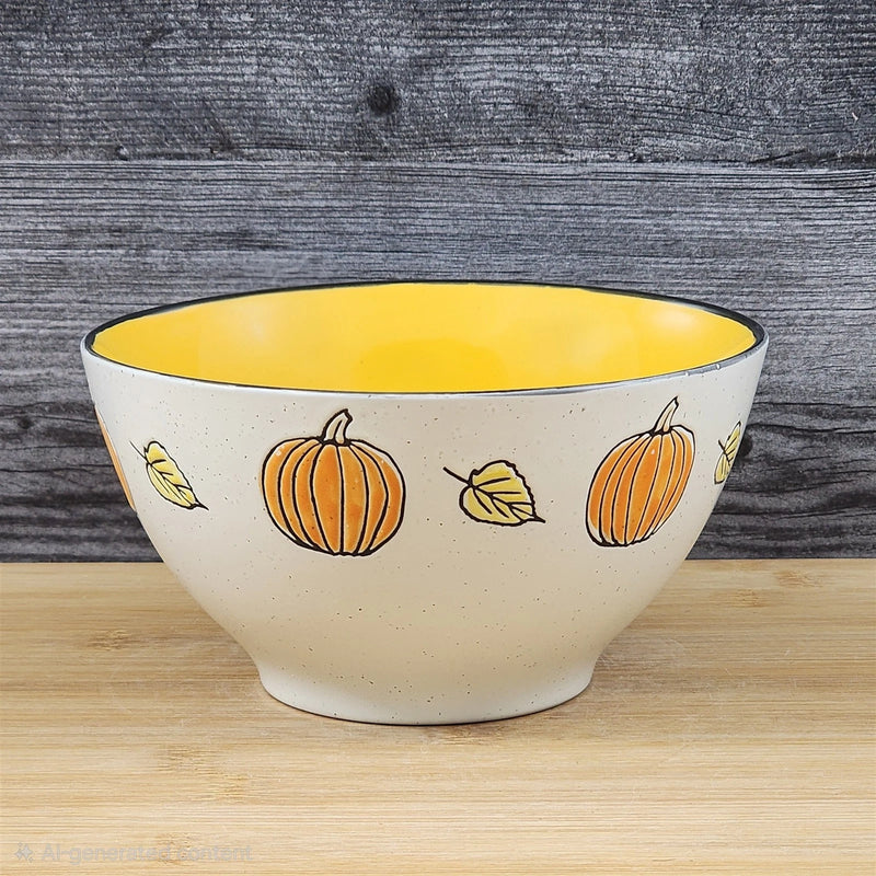Load image into Gallery viewer, Halloween Pumpkin Serving Bowl Round Ceramic Orange Fall Autumn 8" Blue Sky
