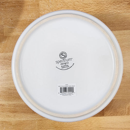 Dog Water Food Bowl Embossed Treat Dish Ceramic Pink Inside by Blue Sky