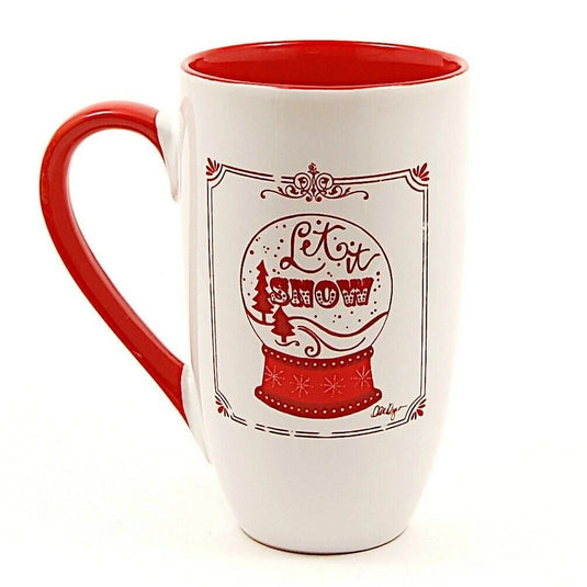 Coffee Mug Let It Snow Holiday Red White Cup by Blue Sky Clayworks 18oz 532ml
