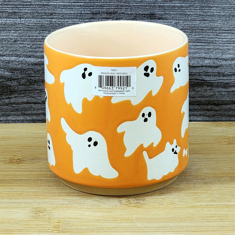 Load image into Gallery viewer, Halloween Ghost Mug Ceramic Coffee Tea Cup Orange Whimsical by Blue Sky 18oz
