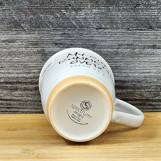 Religious Coffee Mug Psalm 23:5 Inspiration Saying Tea Cup Ceramic Blue Sky 18oz