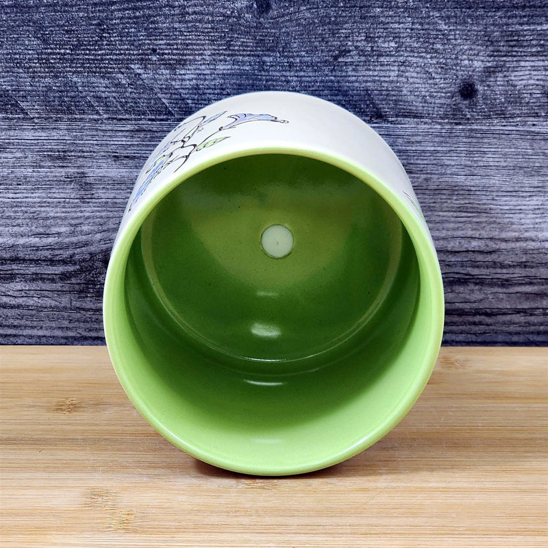 Load image into Gallery viewer, Hummingbird Planter Ceramic Utensil Organizer Herb Succulent Pot Blue Sky 5in
