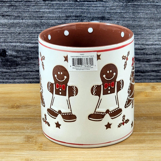 Holiday Gingerbread man Christmas Coffee Mug Ceramic Cup Brown 21oz Blue Sky