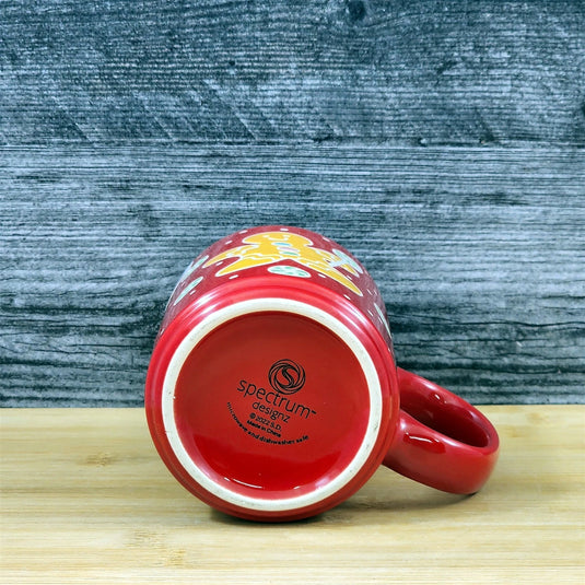 Christmas Coffee Mug Gingerbread Blue Sky Ceramic Holiday Cup Red Green 18oz
