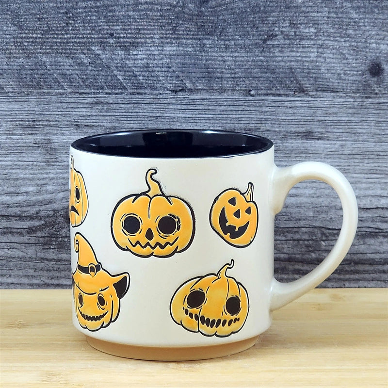 Load image into Gallery viewer, Halloween Jack-o-Lanterns Pumpkin Mug Ceramic Coffee Tea Cup by Blue Sky 18oz
