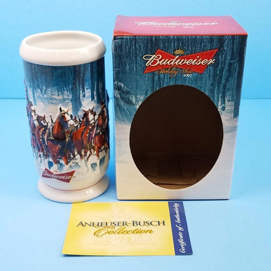 2007 Budweiser Stein Christmas Mug Box & COA Winter's Calm CS678 Ceramarte