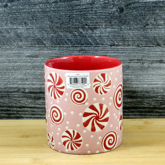 Pink Peppermint Candy Christmas Holiday Coffee Mug Ceramic Cup Red 21oz Blue Sky