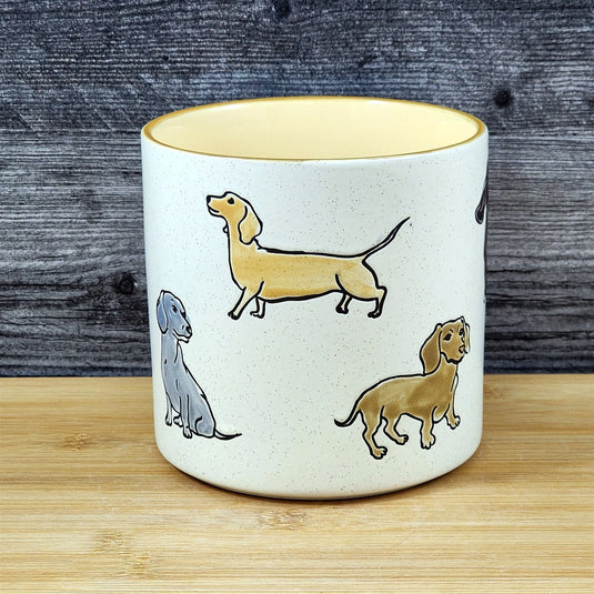 Dachshund Dog Planter Ceramic Utensil Organizer Herb Succulent Pot Blue Sky 5in